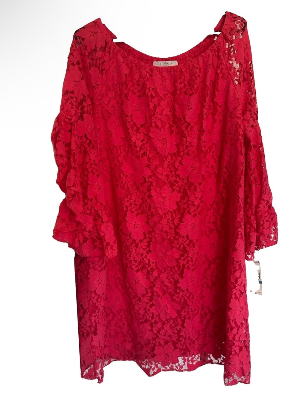 Red Floral Lace Shift Dress